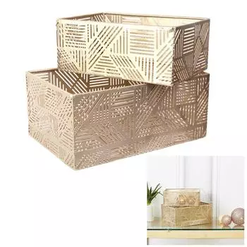 Les Trsors De Lily [A3683] - Набор из 2 золотых металлических корзин Клеопатра - 25x17x12 см