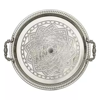 Les Trsors De Lily [A3685] - Металлический поднос Клеопатра состаренное серебро - 42 см
