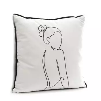 Les Trsors De Lily [A3698] - Бархатная подушка Arty черно-белая - 40x40 см (силуэт женщины)