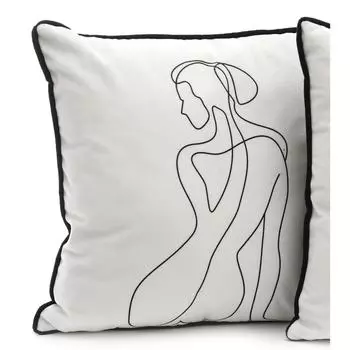 Les Trsors De Lily [A3699] - Бархатная подушка Arty черно-белая - 40x40 см (силуэт женщины)