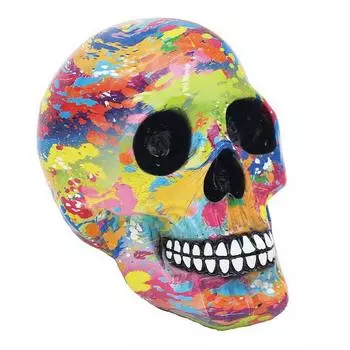 Les Trsors De Lily [A3844] - Статуэтка из смолы Череп , разноцветный всплеск - 19x15x12 см