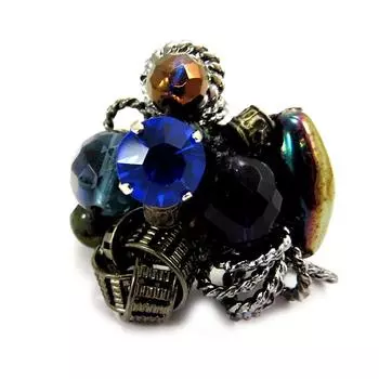 Les Trsors De Lily [A9213] - Дизайнерское кольцо Venus синий / серебристый