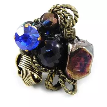 Les Trsors De Lily [A9353] - Дизайнерское кольцо Venus синий / золотой