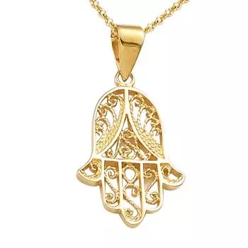 Les Trsors De Lily [B7591] - Позолоченный кулон Рука Фатимы - 15x20 мм