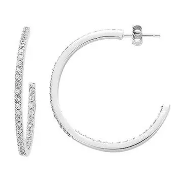 Les Trsors De Lily [B7597] - Серебряные серьги-кольца Cristal Plnitude Серебристо-белые (с родиевым покрытием) - 35 мм