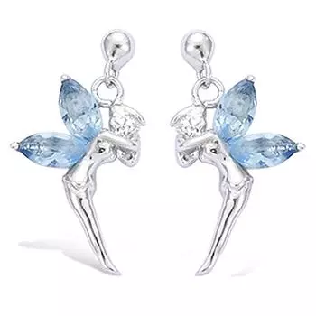 Les Trsors De Lily [B7598] - Серебряные серьги Tinkerbell аквамарин серебро (родированное покрытие) - 19 мм