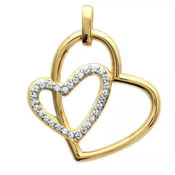 Les Trsors De Lily [C4568] - Подвеска Love из белого золота, позолоченная - 30x25 мм