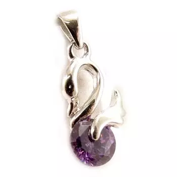 Les Trsors De Lily [C4673] - Серебряный кулон с аметистом «Лебедь»