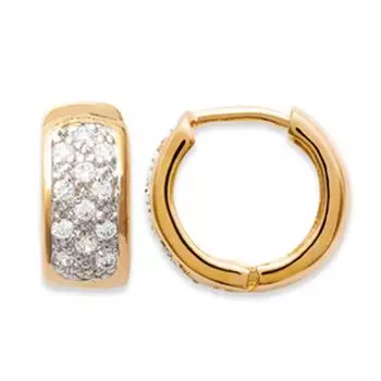 Les Trsors De Lily [C7240] - Позолоченные серьги-кольца Coquines золотисто-белые - 15x6 мм