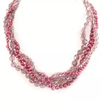 Les Trsors De Lily [C9156] - Красно-фиолетовое колье Biwa Gorgeous