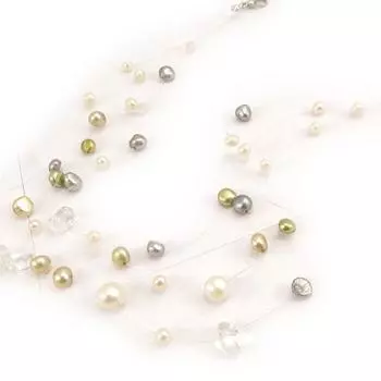 Les Trsors De Lily [C9175] - Колье Mist Biwa Белое золото Серебро