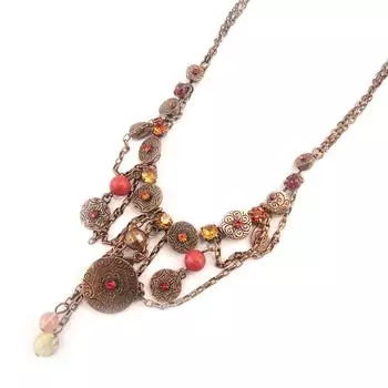 Les Trsors De Lily [D3392] - Дизайнерское колье «Воспоминания о прошлом» оранжевый / розовый