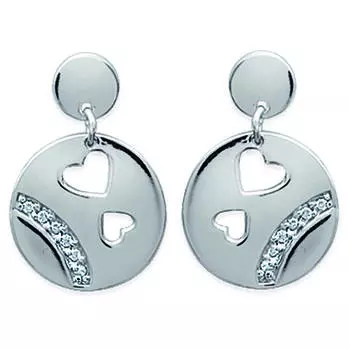 Les Trsors De Lily [D4550] - Серебряные серьги Аллегория в сердцах серебристо-белые (родированное покрытие) - 20x14 мм