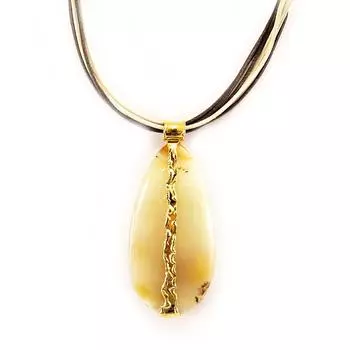 Les Trsors De Lily [D6672] - Позолоченное ожерелье из агата «Джеди»