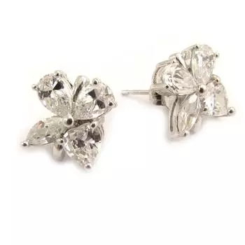 Les Trsors De Lily [D6769] - Серебряные серьги «Жимолость» серебро/серебро/белый/белый