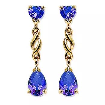 Les Trsors De Lily [D7983] - Позолоченные серьги Penses Фиолетовое золото - 24x4 мм