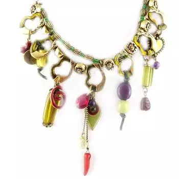 Les Trsors De Lily [D9088] - Зеленое фиолетовое дизайнерское ожерелье «Золотой век»