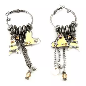 Les Trsors De Lily [E0515] - Дизайнерские серьги-кольца «Вокруг света», бежевые