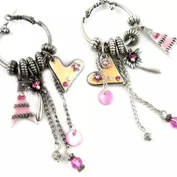 Les Trsors De Lily [E0518] - Дизайнерские серьги-кольца «Вокруг света», розовые