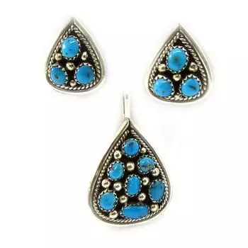 Les Trsors De Lily [E5538] - Серебряный комплект бирюзового цвета Navajos