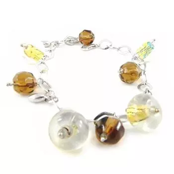 Les Trsors De Lily [E6260] — Серебряный браслет «Valse Murano», бежево-коричневый