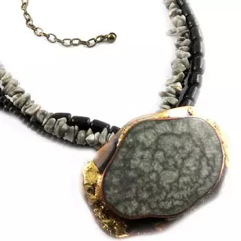 Les Trsors De Lily [E7203] - Дизайнерское колье Kilimanjaro серое золото