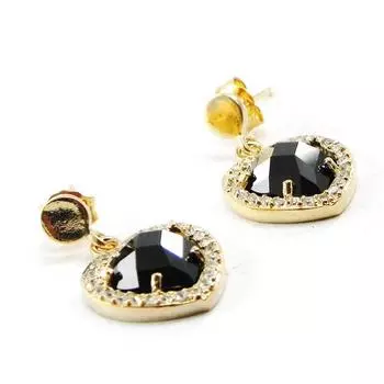 Les Trsors De Lily [E9073] - Черные позолоченные серьги Intense Love