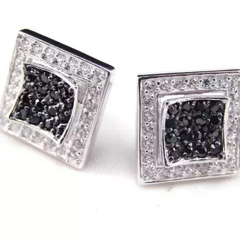 Les Trsors De Lily [F6247] - Черно-белые серебряные серьги Роми