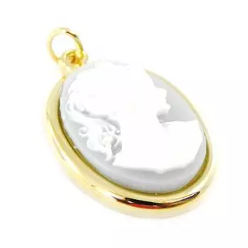 Les Trsors De Lily [F6677] - Позолоченный кулон Камея золотисто-голубой - 15x20 мм