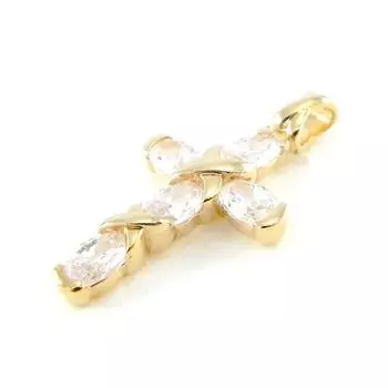 Les Trsors De Lily [F6810] - Позолоченный кулон Purity Cross Белое золото - 15x25 мм