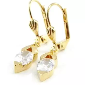 Les Trsors De Lily [F6847] - Белые позолоченные серьги-гвоздики Богиня - 20x4 мм