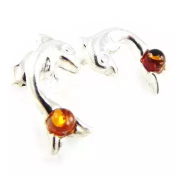 Les Trsors De Lily [F9954] - Серебряные серьги с янтарем Dolphins