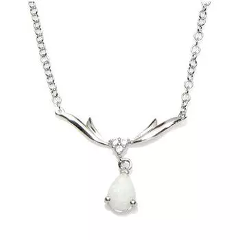 Les Trsors De Lily [G0798] - Серебряное ожерелье Goddess Opal Белое серебро (покрытие родием) - 22x12 мм