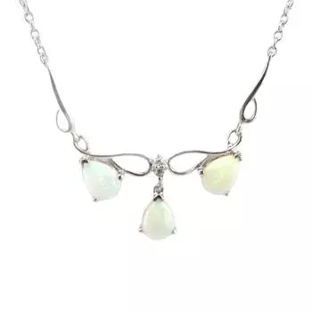 Les Trsors De Lily [G0799] - Серебряное колье Desse Opale Серебристо-белое (родиевое покрытие) - 50x13 мм