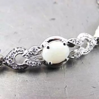 Les Trsors De Lily [G0803] - Серебряный браслет Goddess Opal Белое серебро (родированное покрытие) - 8 мм