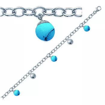 Les Trsors De Lily [G1274] - Серебряный браслет Mineralia Бирюзовое серебро (родированное покрытие) - 7 мм