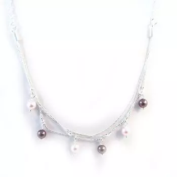 Les Trsors De Lily [G1771] - Колье дизайнерское Sissi розово-фиолетовое - 6 мм (3 ряда)