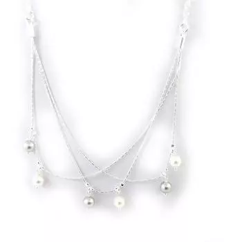 Les Trsors De Lily [G1780] - Дизайнерское колье Sissi бело-серое - 6 мм (3 ряда)