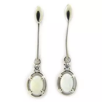 Les Trsors De Lily [G8697] - Серебряные серьги ручной работы Богиня опала Белое серебро (покрытие родием) - 30x6 мм