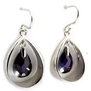 Les Trsors De Lily [G9035] - Серебряный аметист (родий) Серебряные серьги Linda - 18x14 мм