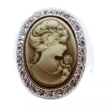 Les Trsors De Lily [H0011] - Дизайнерское кольцо Divine Camee серебристо-серое - 33x25 мм