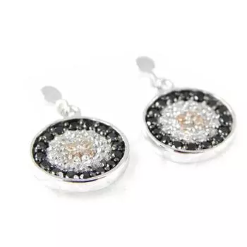 Les Trsors De Lily [H0354] - Серебряные серьги Amber Black Goddess