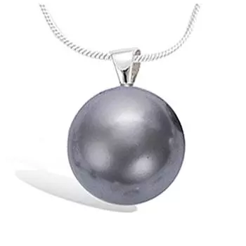 Les Trsors De Lily [H0462] - Серебряный кулон Perla серый (плоский) серебро (родий) - 13 мм.