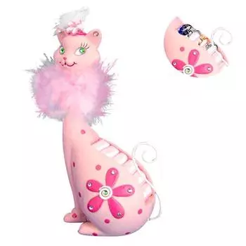 Les Trsors De Lily [H0949] - Подставка для колец из смолы Pussicat розовая - 19x9 см