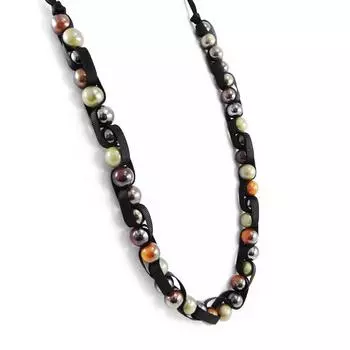 Les Trsors De Lily [H3035] - Дизайнерское длинное колье «Килиманджаро» коричнево-серое.