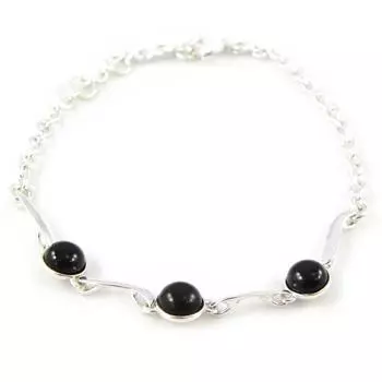 Les Trsors De Lily [H3471] - Серебряный браслет Jet Black Goddess черное серебро (родированное покрытие) - 6 мм