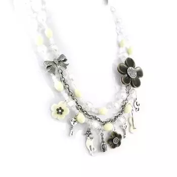 Les Trsors De Lily [H3515] - Дизайнерское колье «Барбара» цвета слоновой кости и бежевого цвета