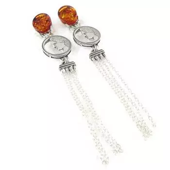 Les Trsors De Lily [H5408] - Серебряные зажимы из янтаря Inspiration