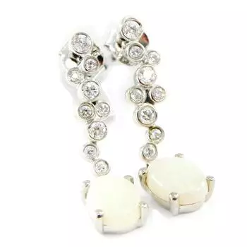 Les Trsors De Lily [H7468] - Серебряные серьги Goddess Opal Белое серебро (родированное покрытие) - 25x6 мм