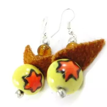 Les Trsors De Lily [H7525] - Дизайнерские серьги Килиманджаро коричнево-желто-зеленые.